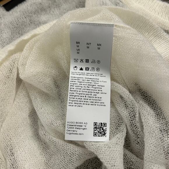 NWT BOSS Lucid White Mohair-Wool V-Neck Sweater Vest Size Medium Sheer Knit - Picture 10 of 16